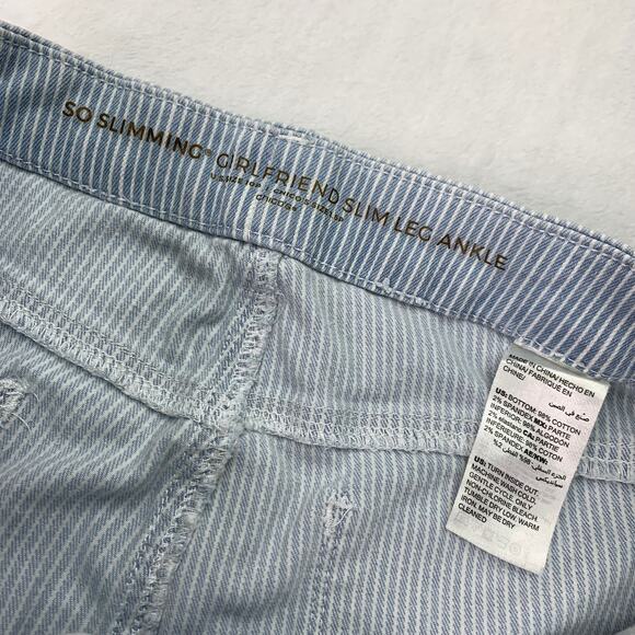 Chico's Sz 10 Petite So Slimming Girlfriend Slim Leg Blue White Stretch Jeans - Picture 4 of 10